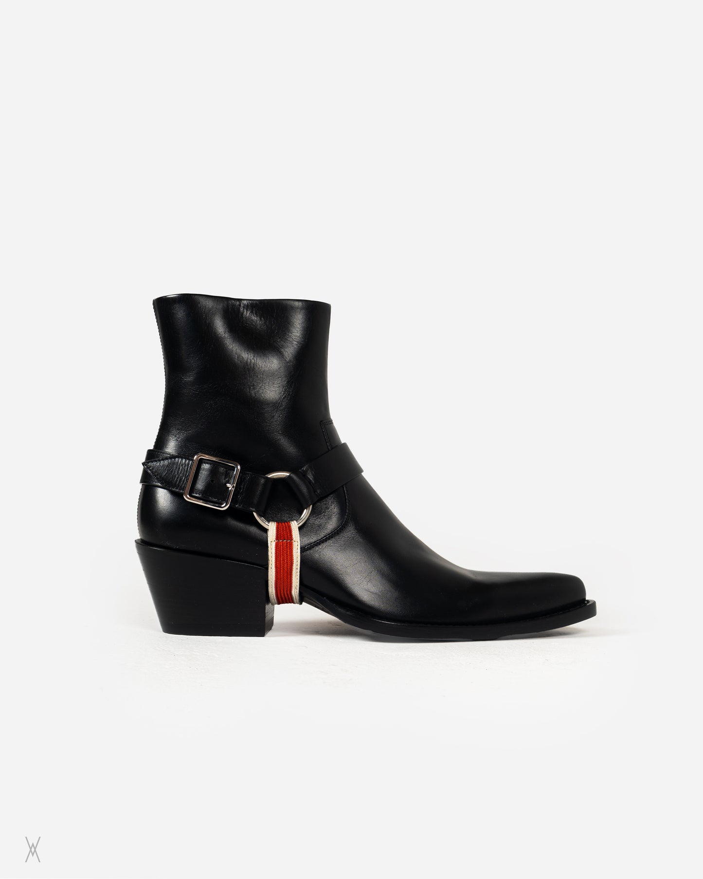 Striped Harness Leather Western Boots / (42)