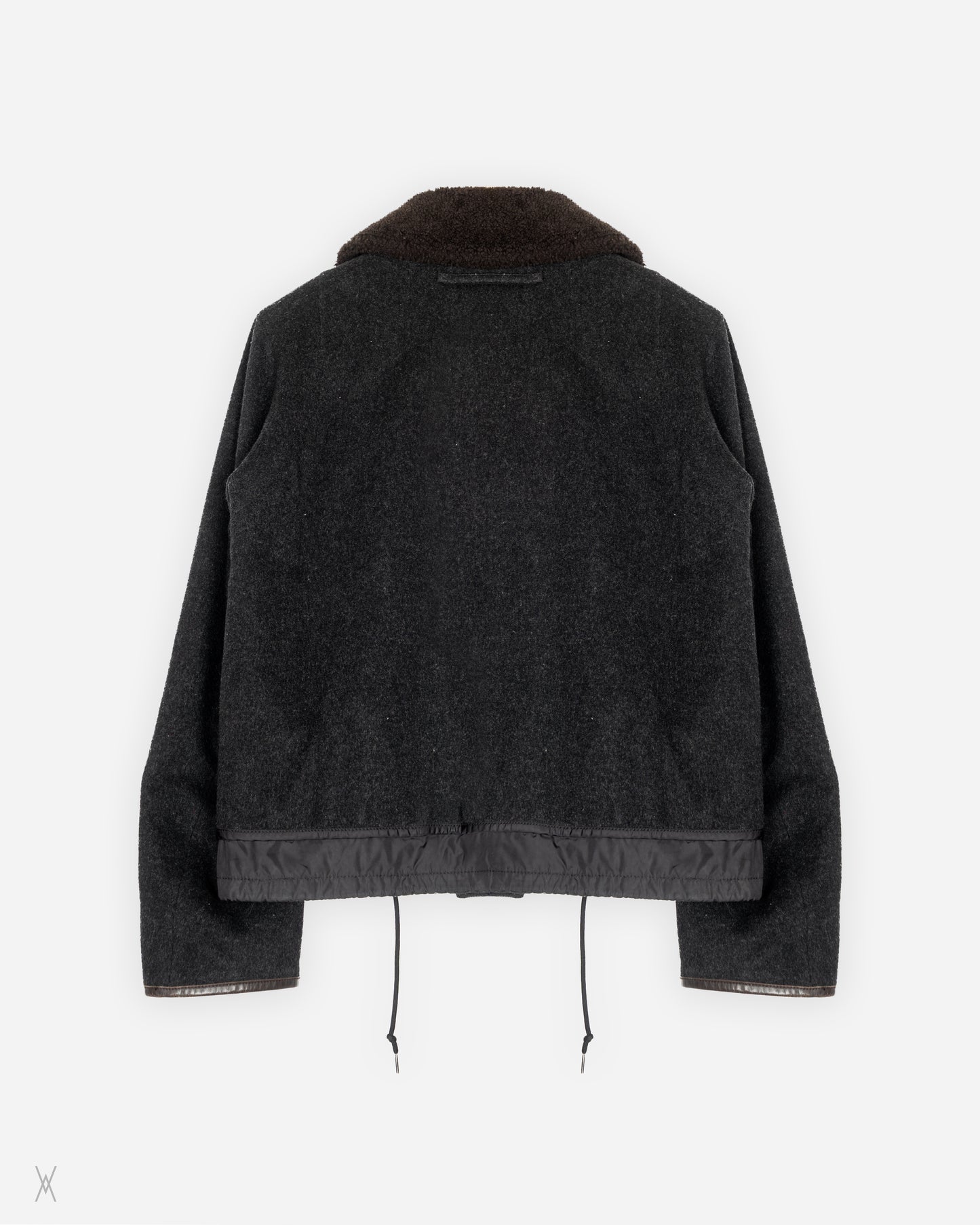 Wool Bomber Jacket with Shearling Collar