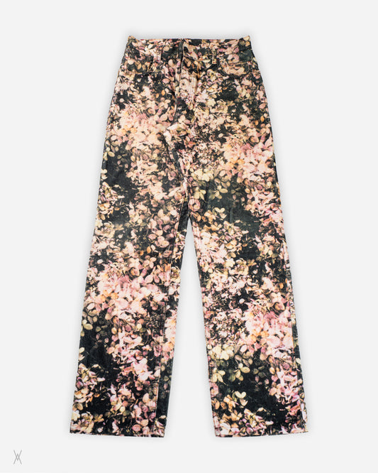 Floral print corduroy trousers