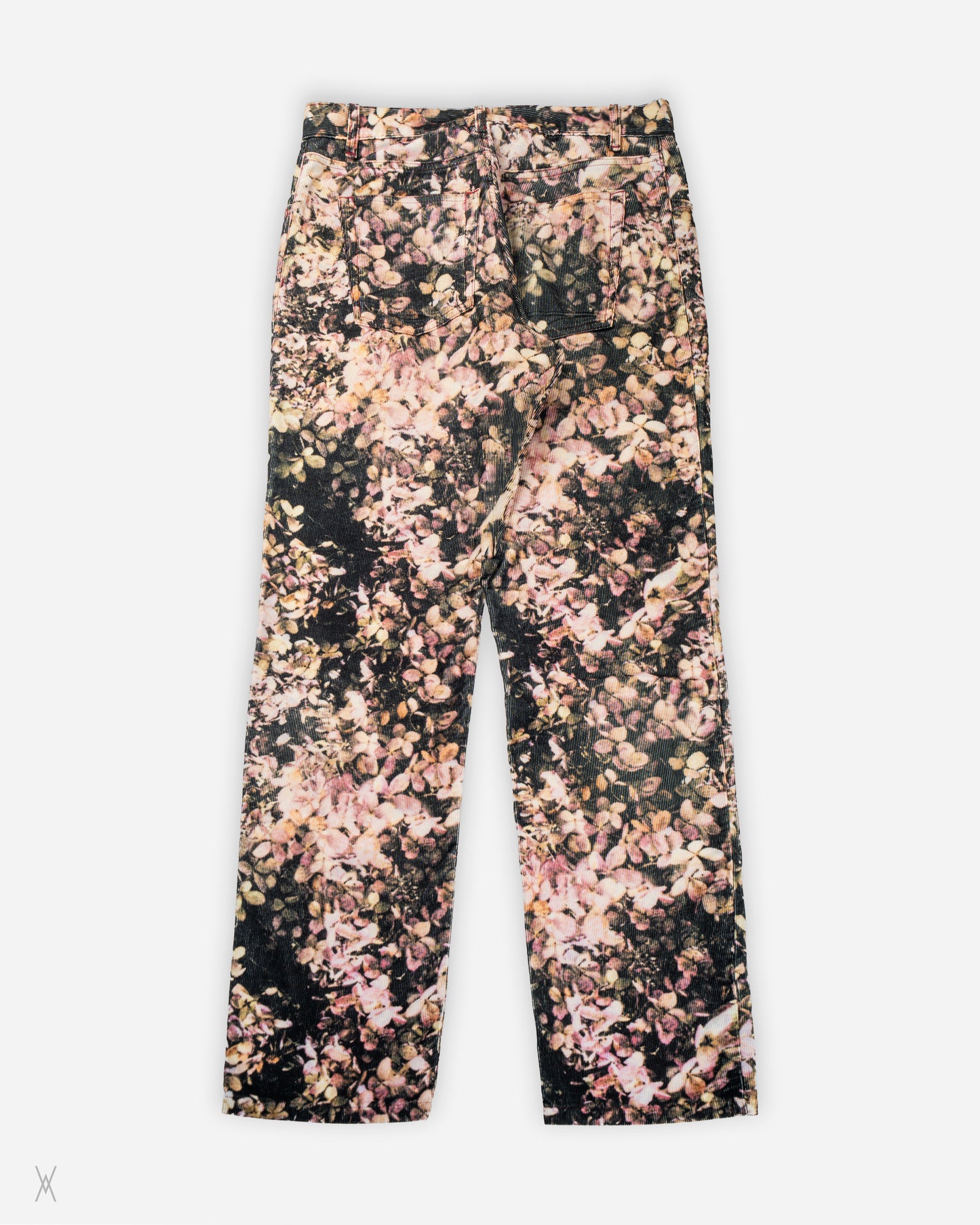 Floral print corduroy trousers