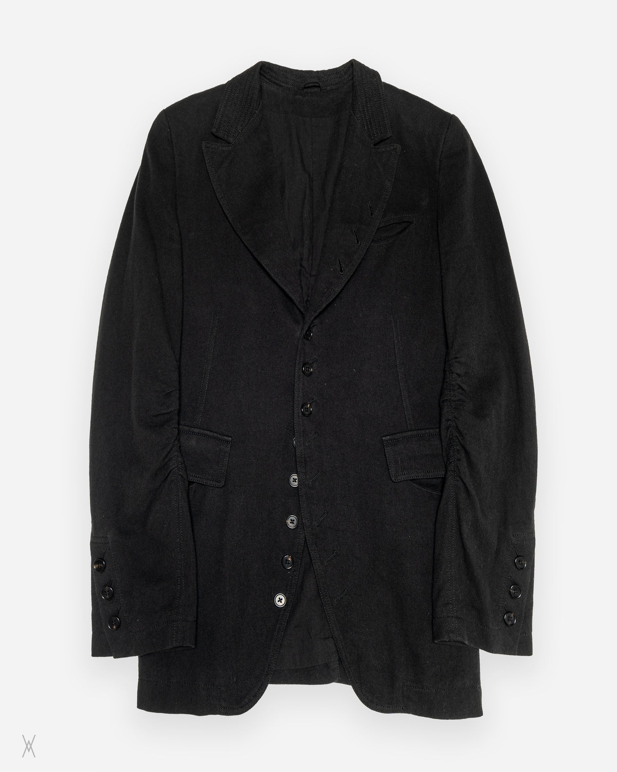 Ann Demeulemeester Ruched Back Cotton Blazer / (S)