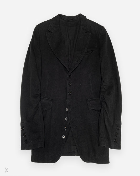 Ann Demeulemeester Ruched Back Cotton Blazer / (S)