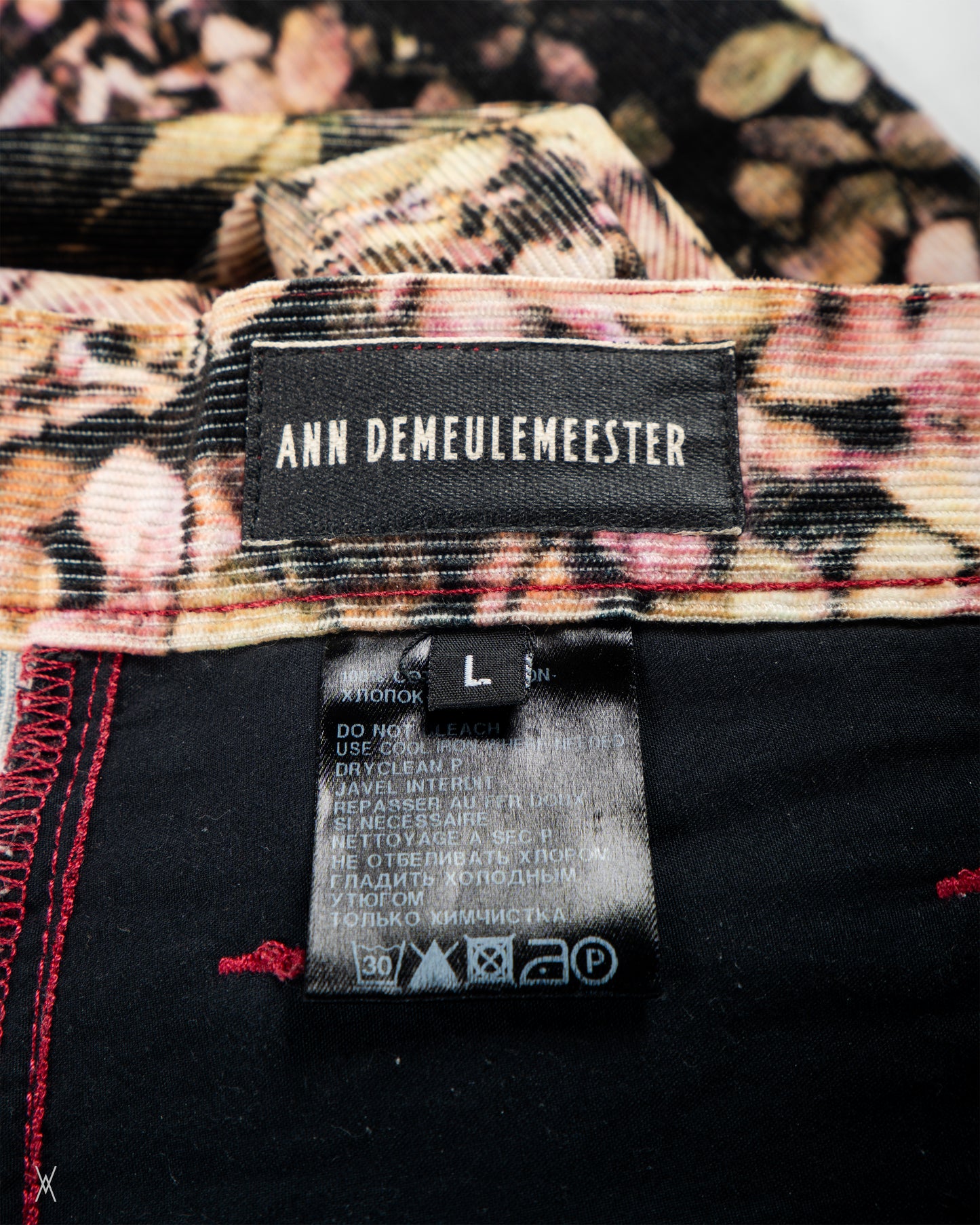Floral print corduroy trousers