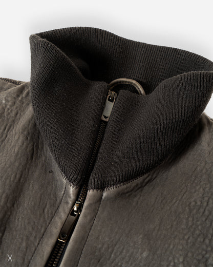 Heavily Grained Leather Zip Jacket / (54)