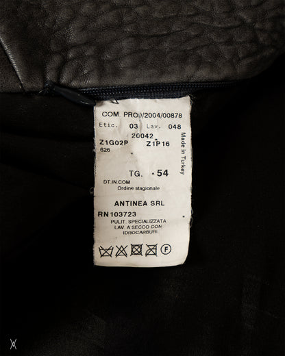 Heavily Grained Leather Zip Jacket / (54)