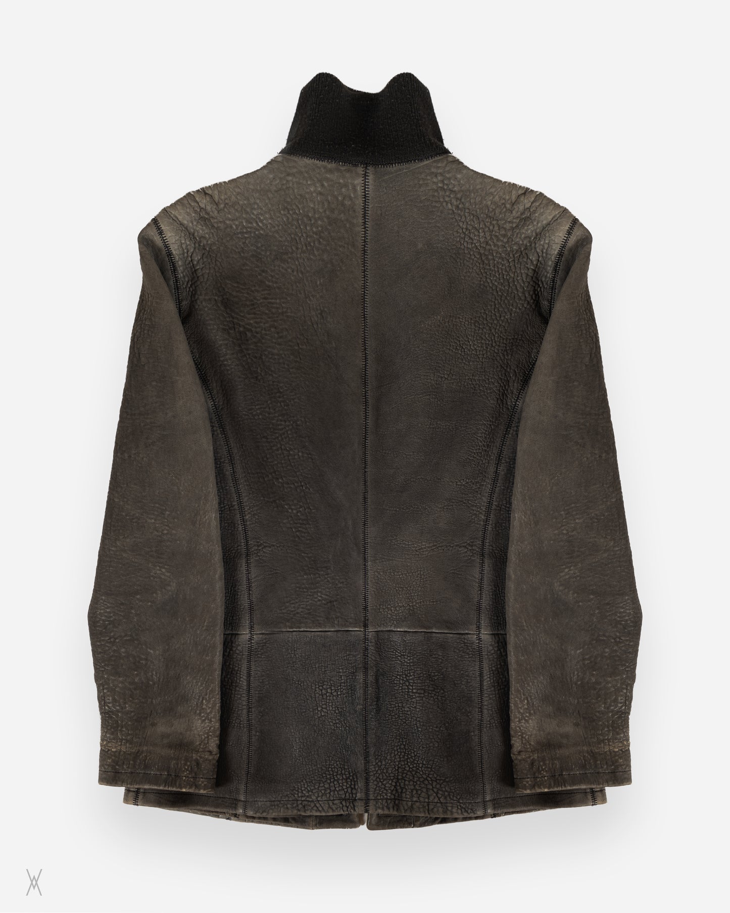 Heavily Grained Leather Zip Jacket / (54)