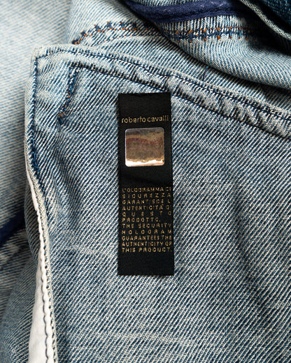 Washed Denim Biker Jacket