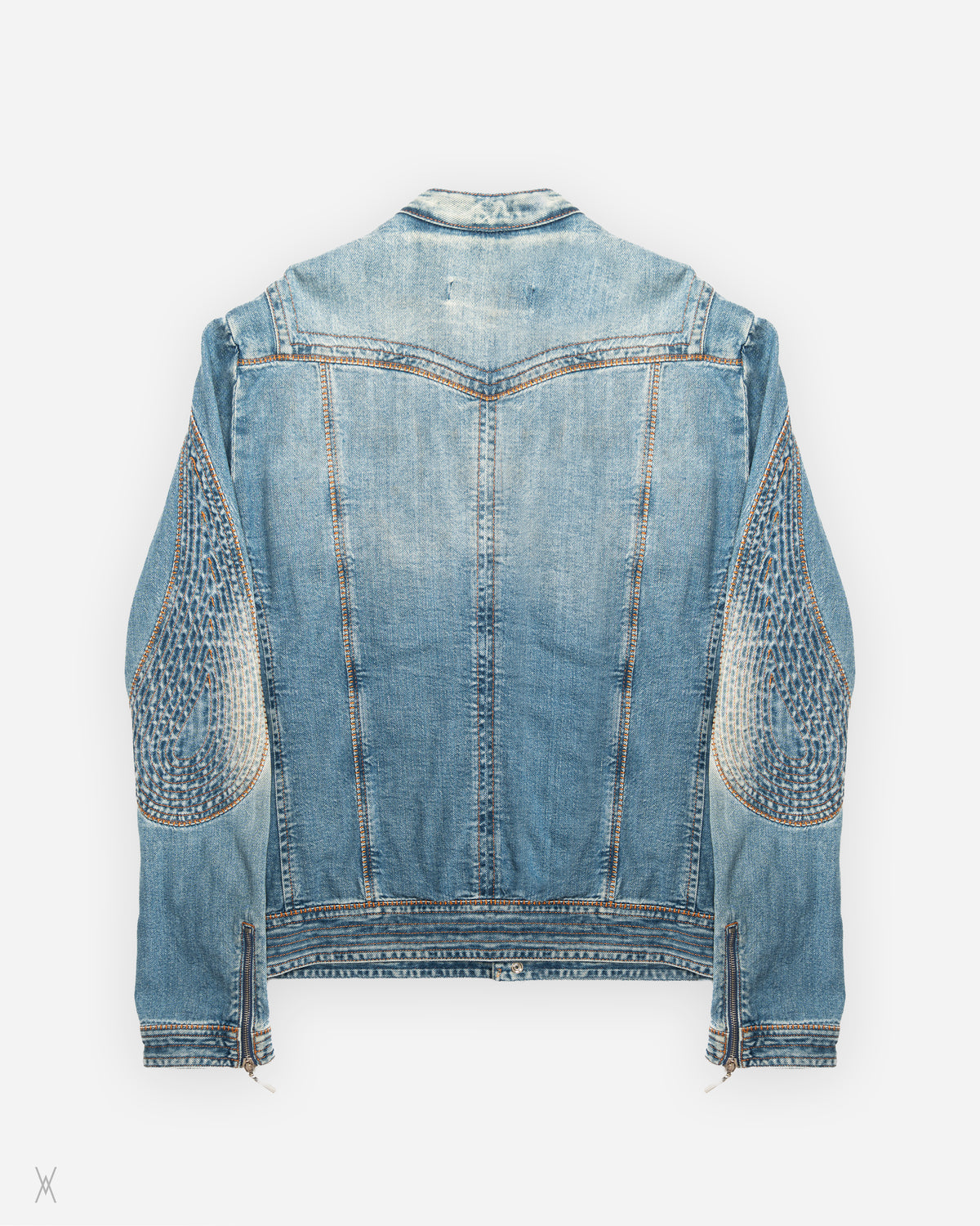 Washed Denim Biker Jacket