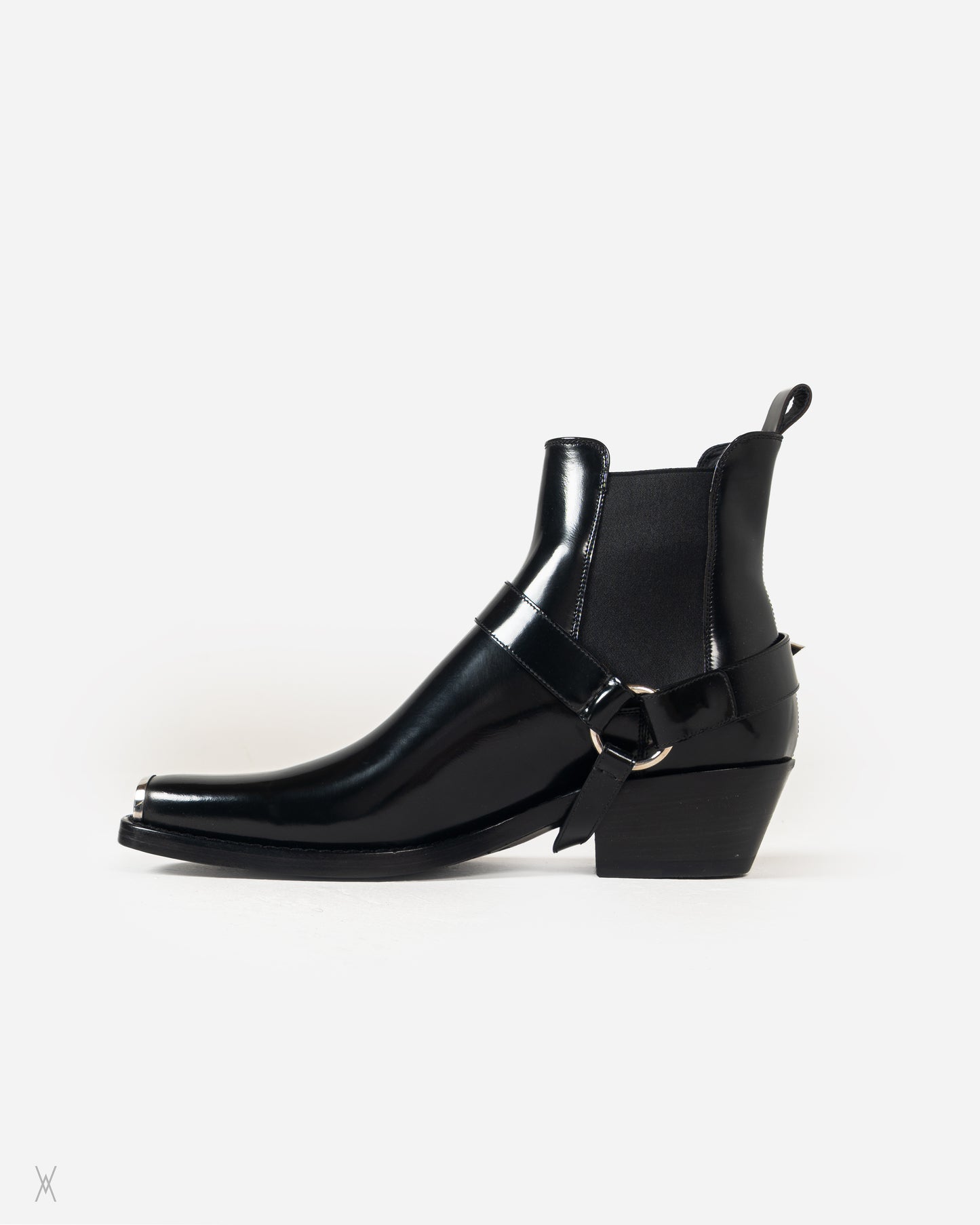 Striped Harness Leather Western Boots / (45)