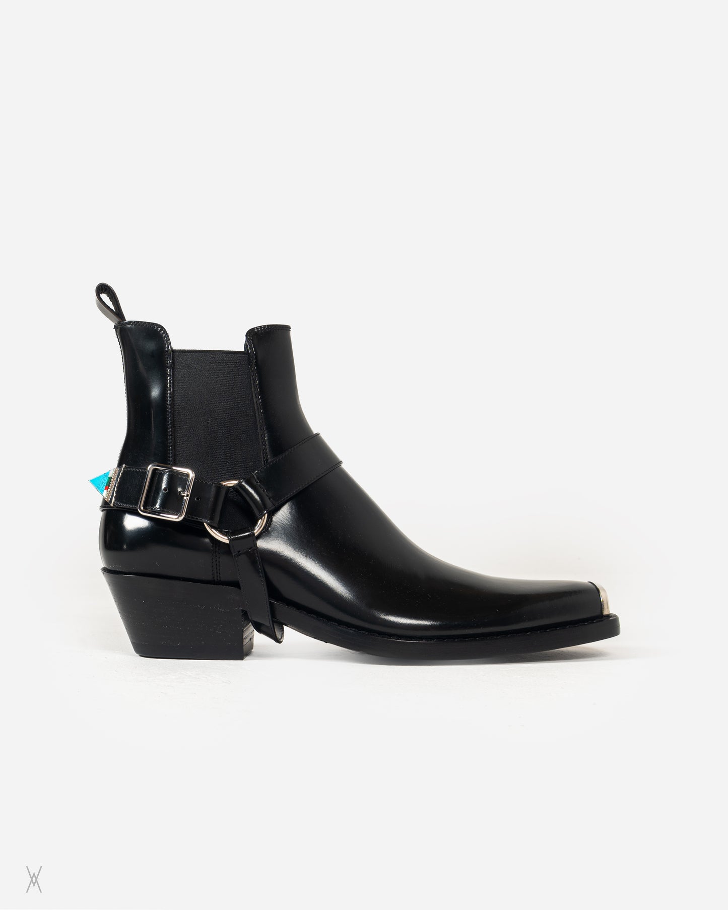 Striped Harness Leather Western Boots / (45)