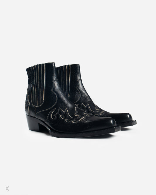 Calvin Klein black distressed western boots