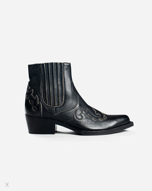 Calvin Klein black distressed western boots