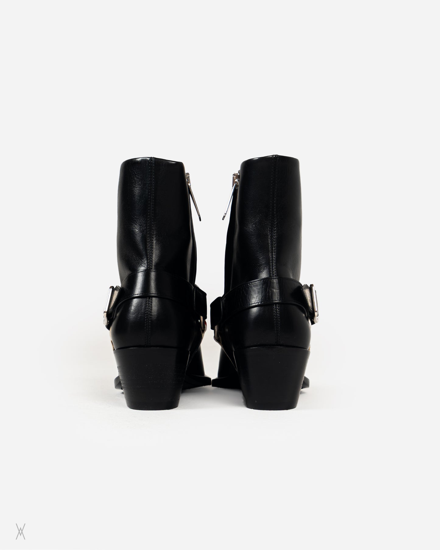Striped Harness Leather Western Boots / (42)