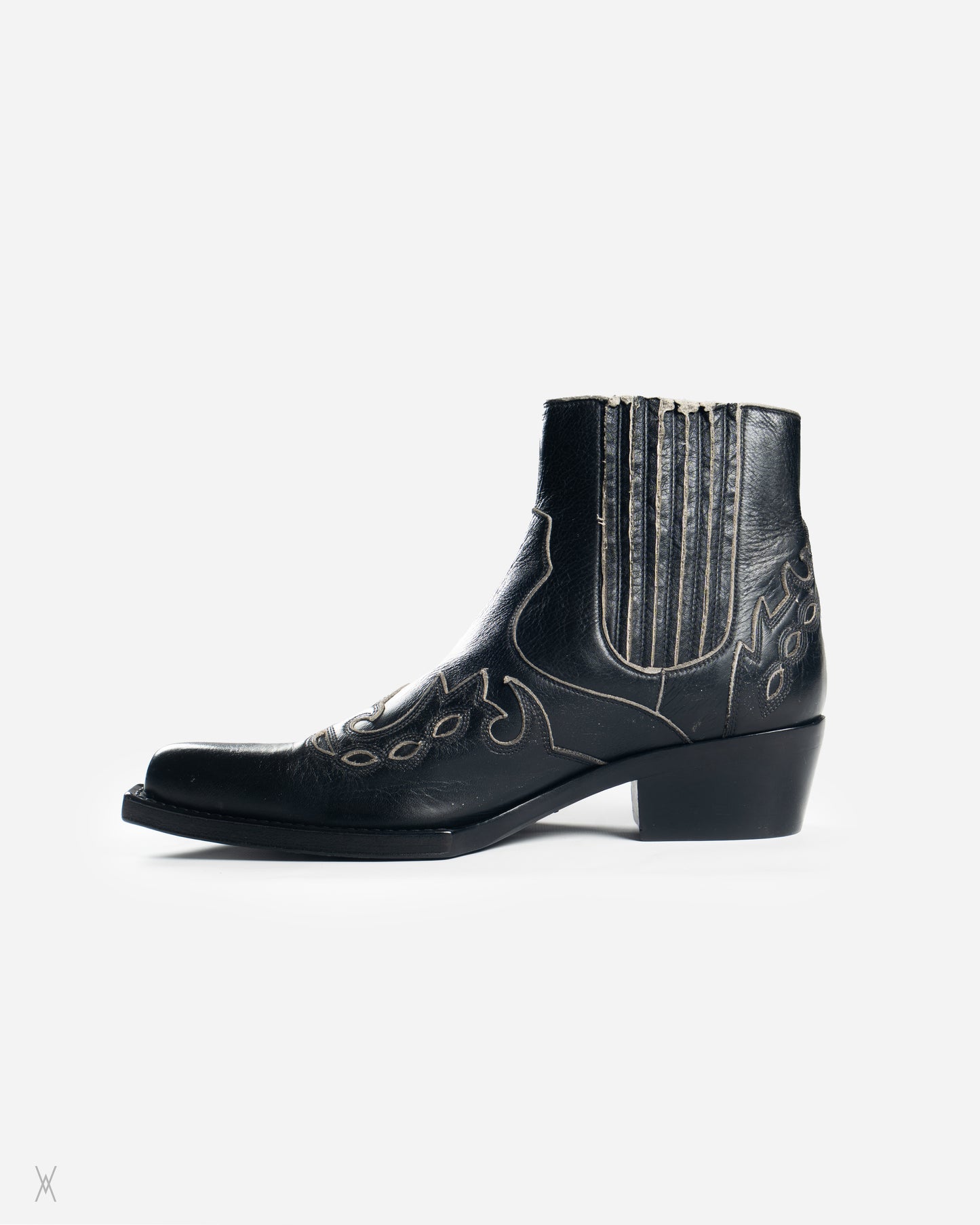Calvin Klein black distressed western boots
