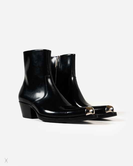 Metal-Toe Leather Western Boots / (43)