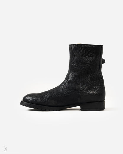 Shearling-Lined Grained Leather Biker Boots / (45)