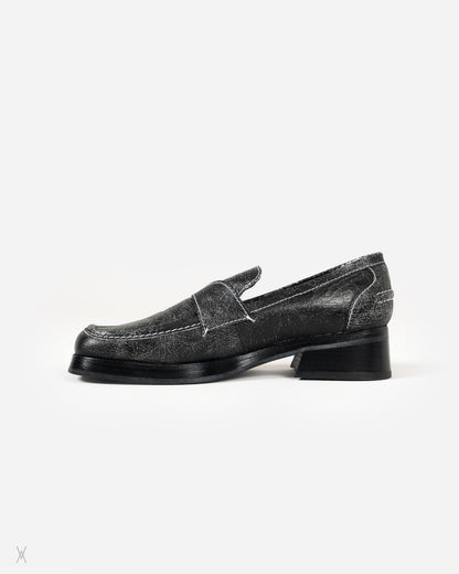 Cracked Leather Loafers