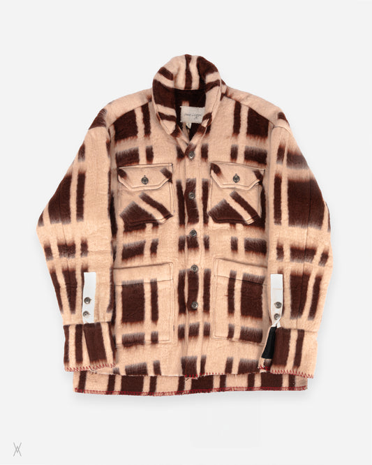 Plaid Blanket Shawl Collar Boxy