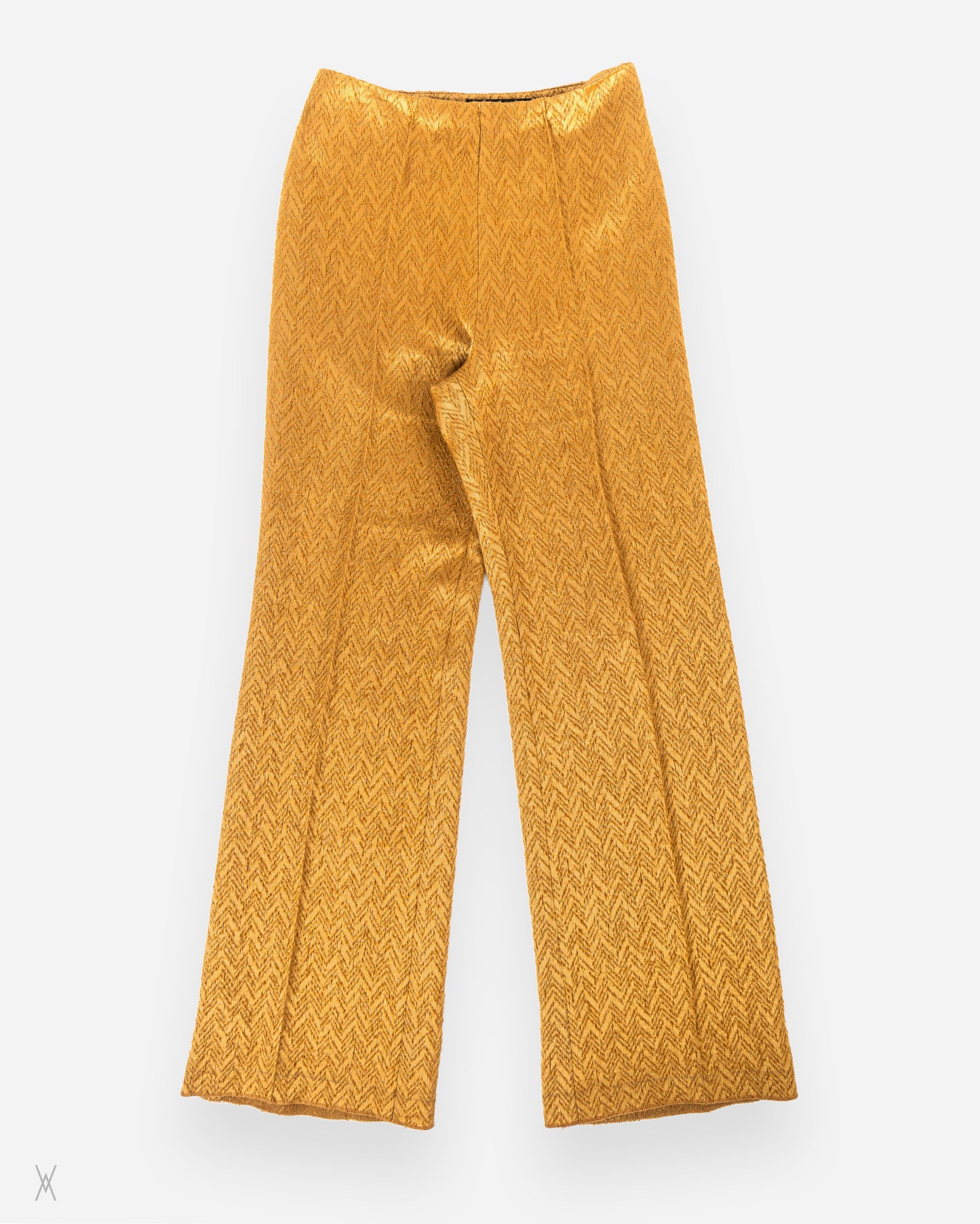 Textured Herringbone Wide-Leg Trousers