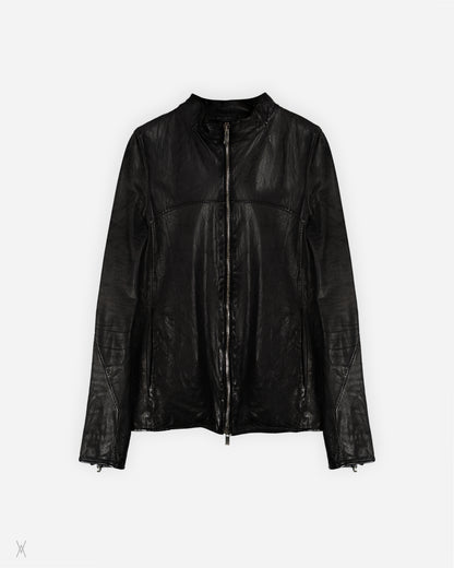 Panelled leather jacket