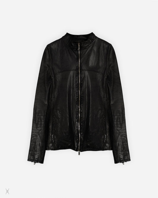 Panelled leather jacket