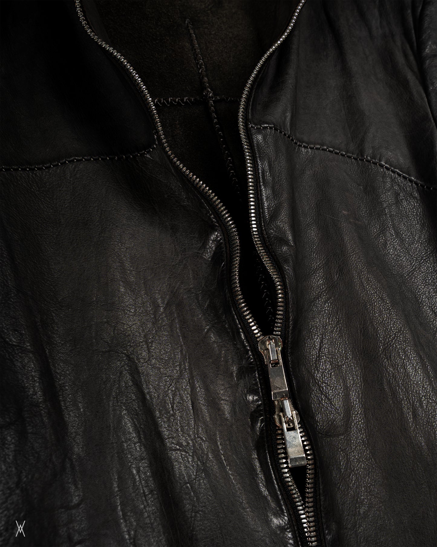 Panelled leather jacket