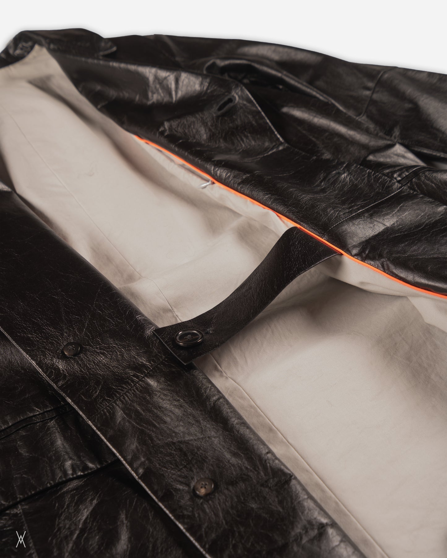 Jil Sander Black Glossy Lamb Leather Coat