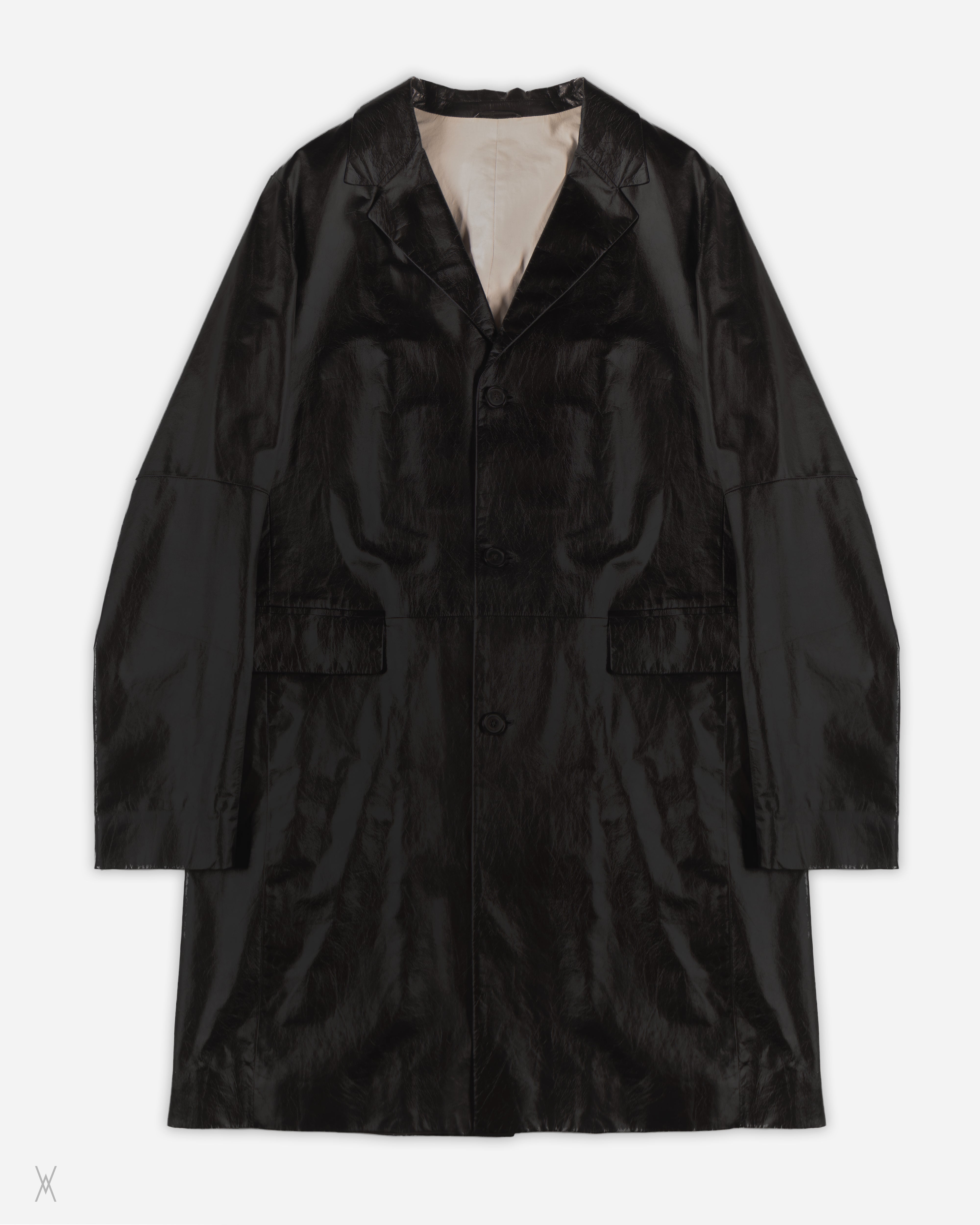Jil Sander Black Glossy Lamb Leather Coat – VORHE