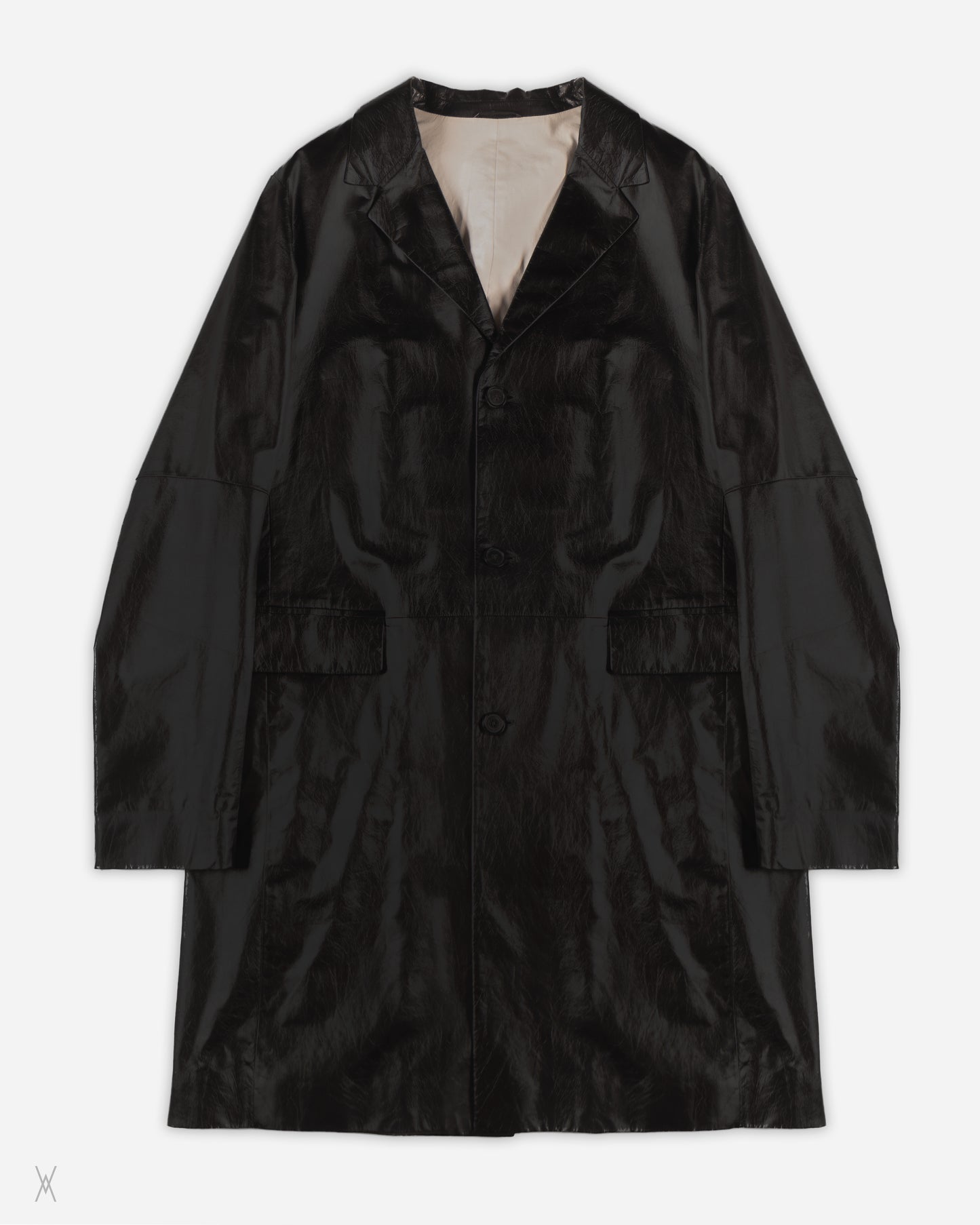 Jil Sander Black Glossy Lamb Leather Coat