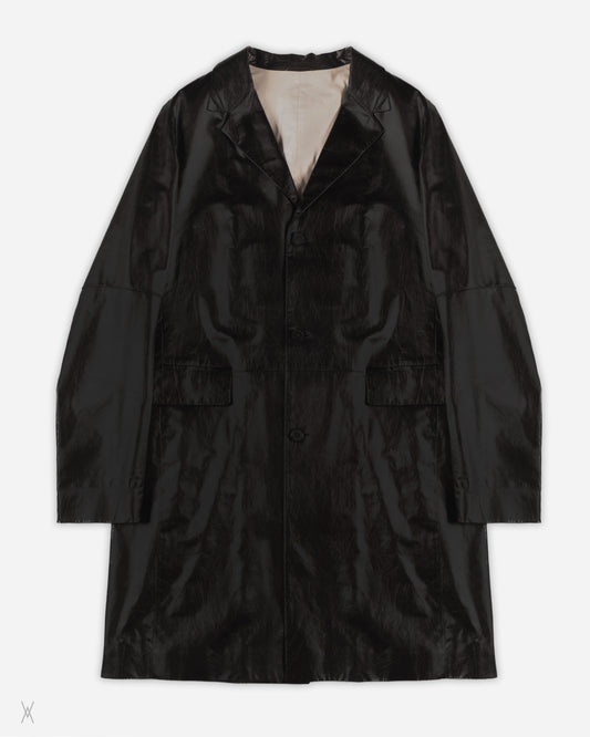 Jil Sander Black Glossy Lamb Leather Coat