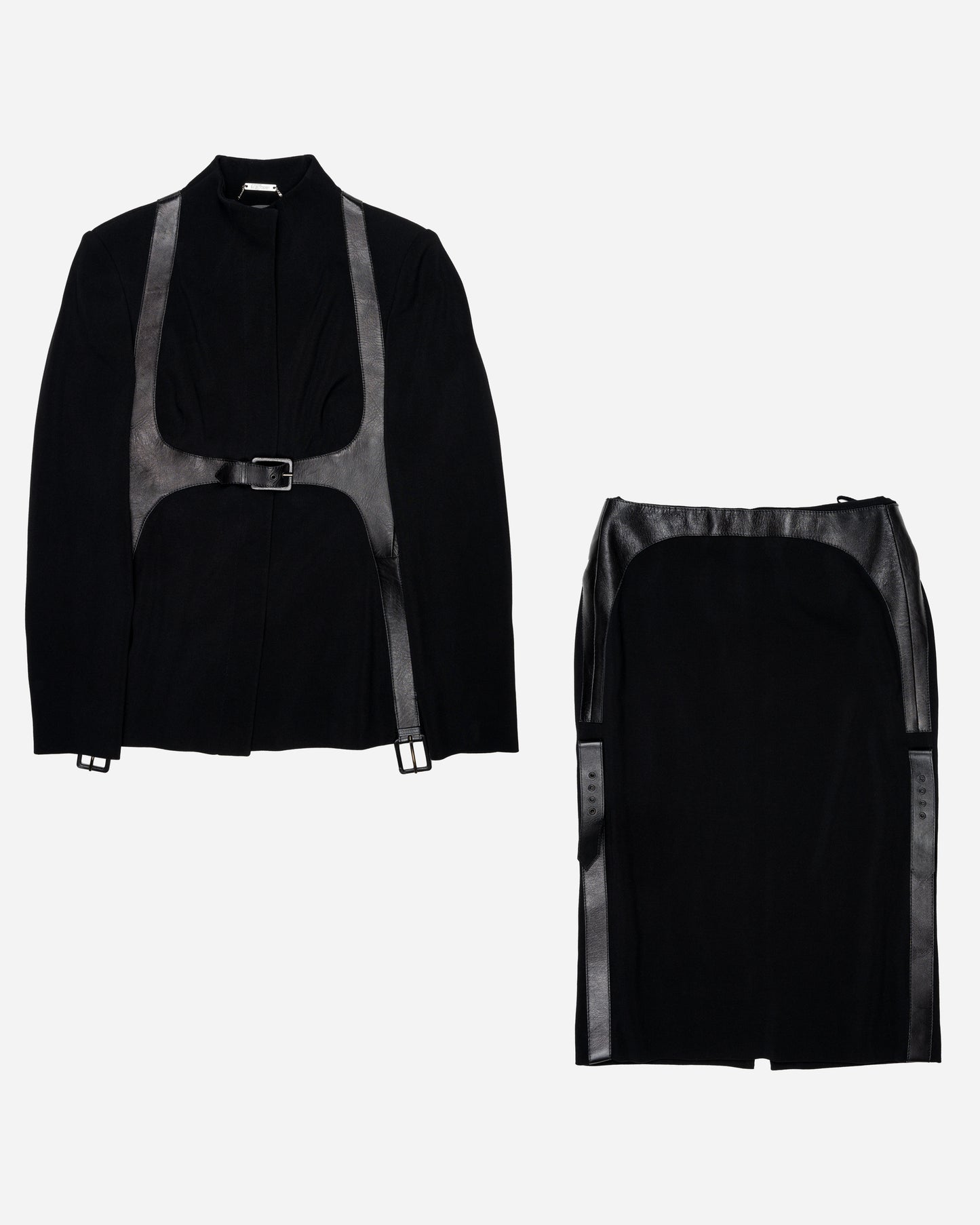 ALEXANDER McQUEEN A/W 2002 "Supercalifragilistic" Leather Harness Skirt Suit Set