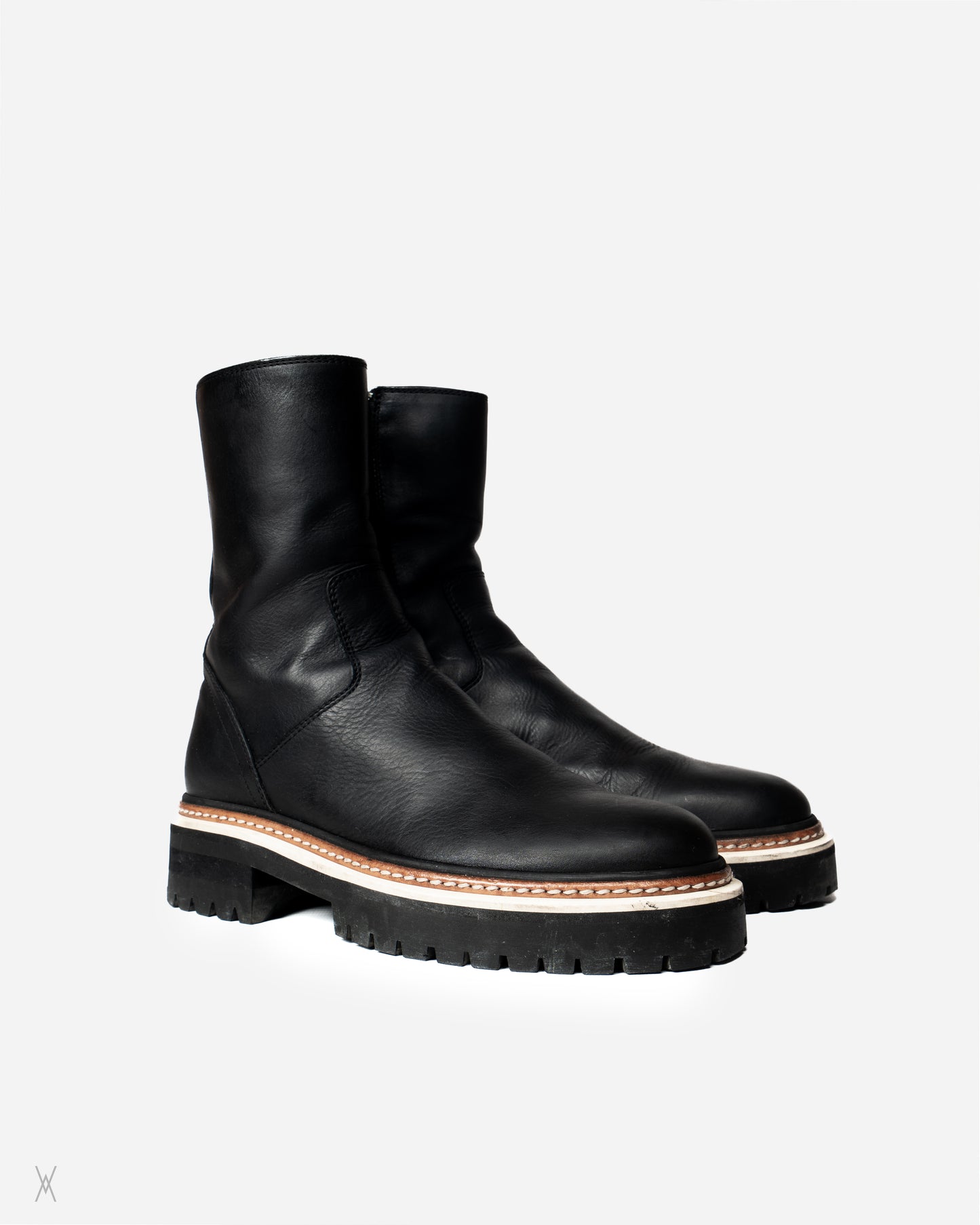 Leather lug sole boots