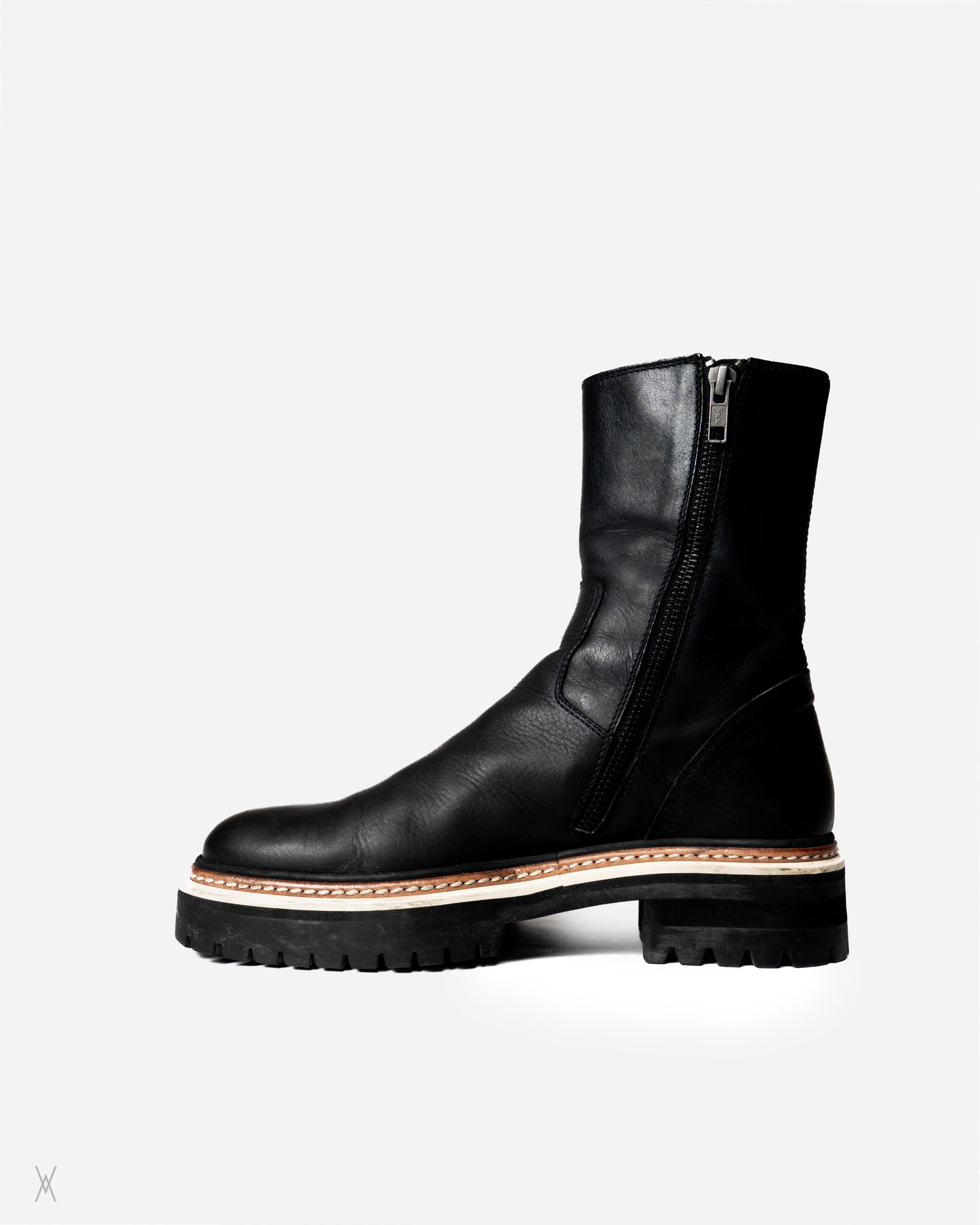 Leather lug sole boots