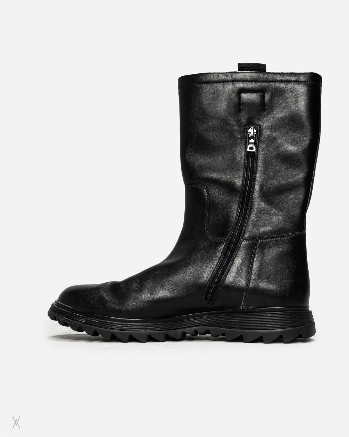 Prada Vintage Lug Sole Black Mid-Calf Boots / (10)