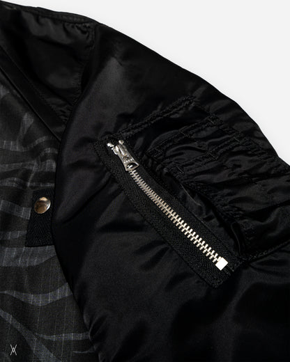 sacai Zebra Print Hybrid Black Bomber Jacket / (4)