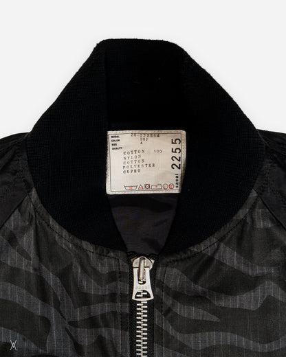 sacai Zebra Print Hybrid Black Bomber Jacket / (4)