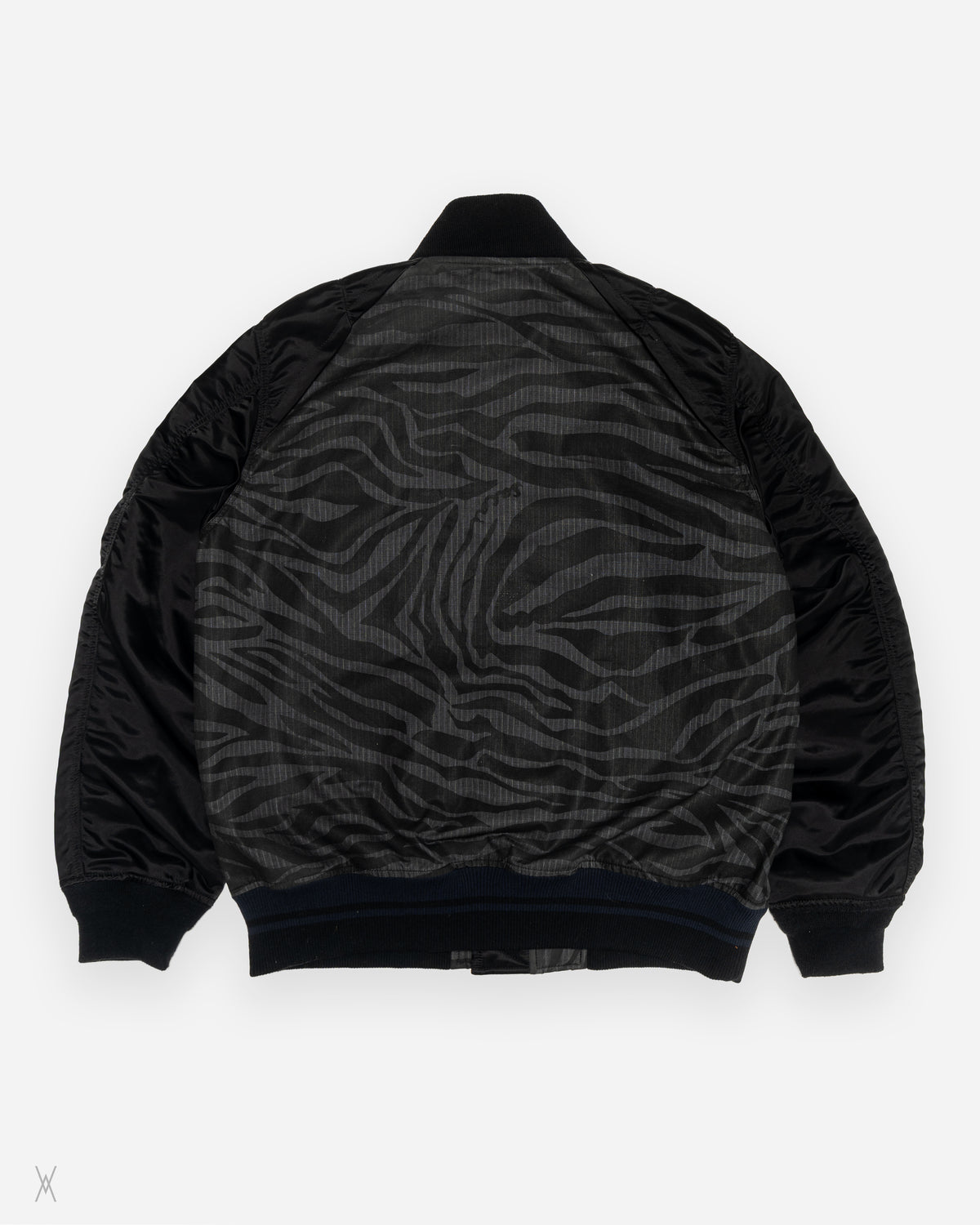 sacai Zebra Print Hybrid Black Bomber Jacket / (4)