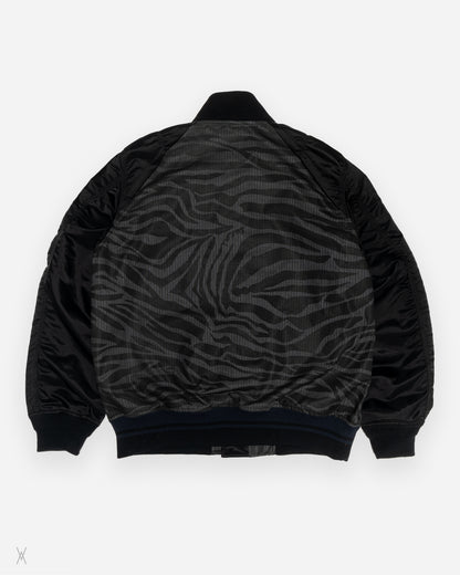 sacai Zebra Print Hybrid Black Bomber Jacket / (4)