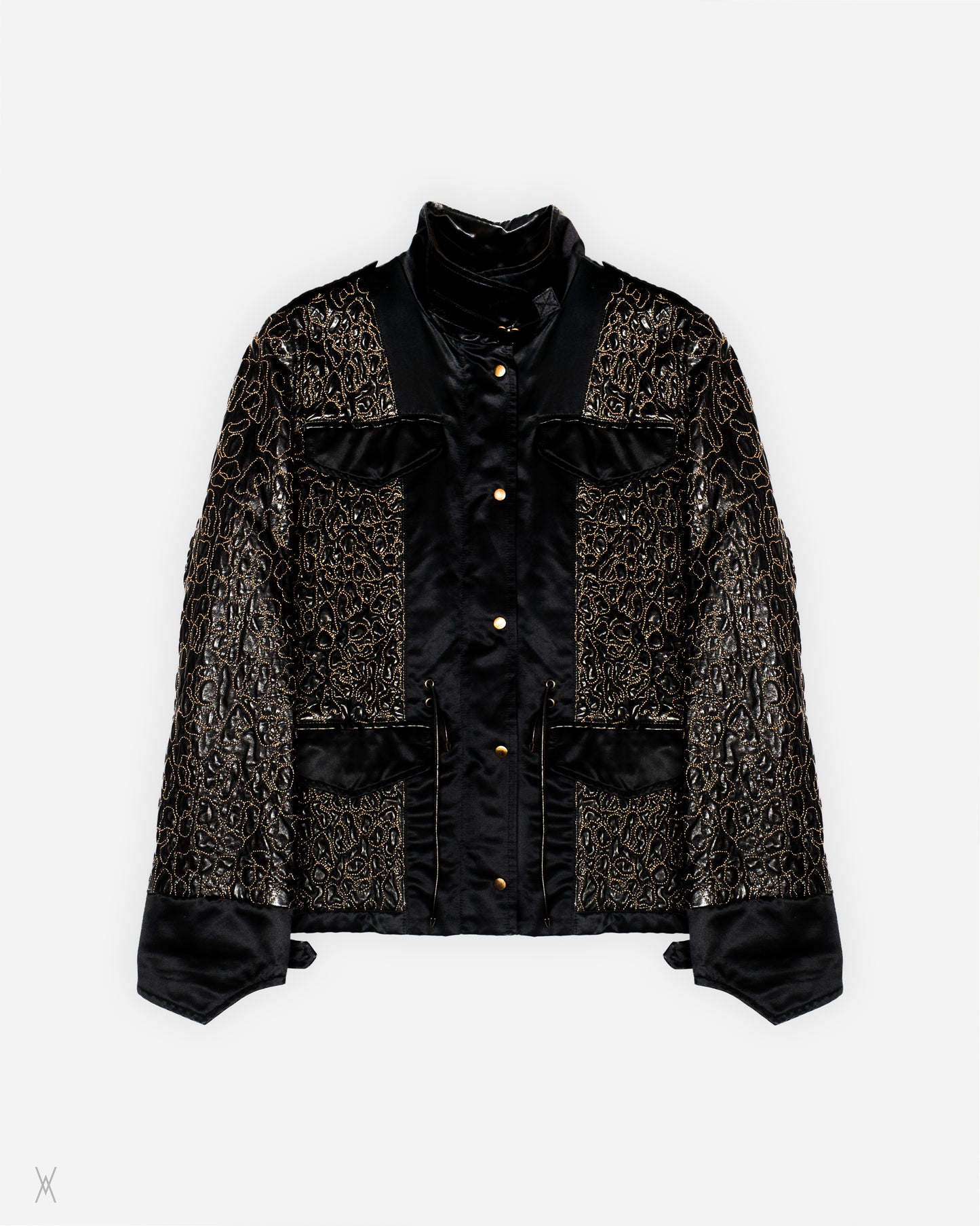 2000s Embroidered Leather Mix Jacket