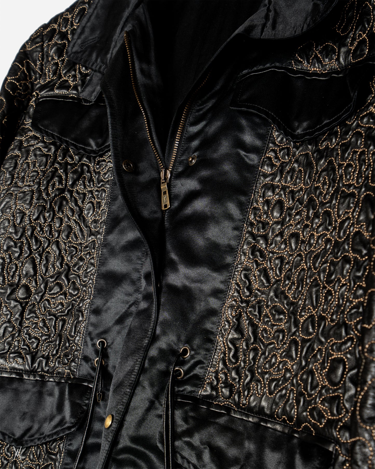 2000s Embroidered Leather Mix Jacket