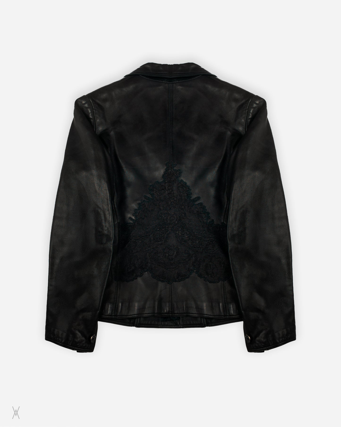 1990s lace panel Gianni Versace black leather blazer