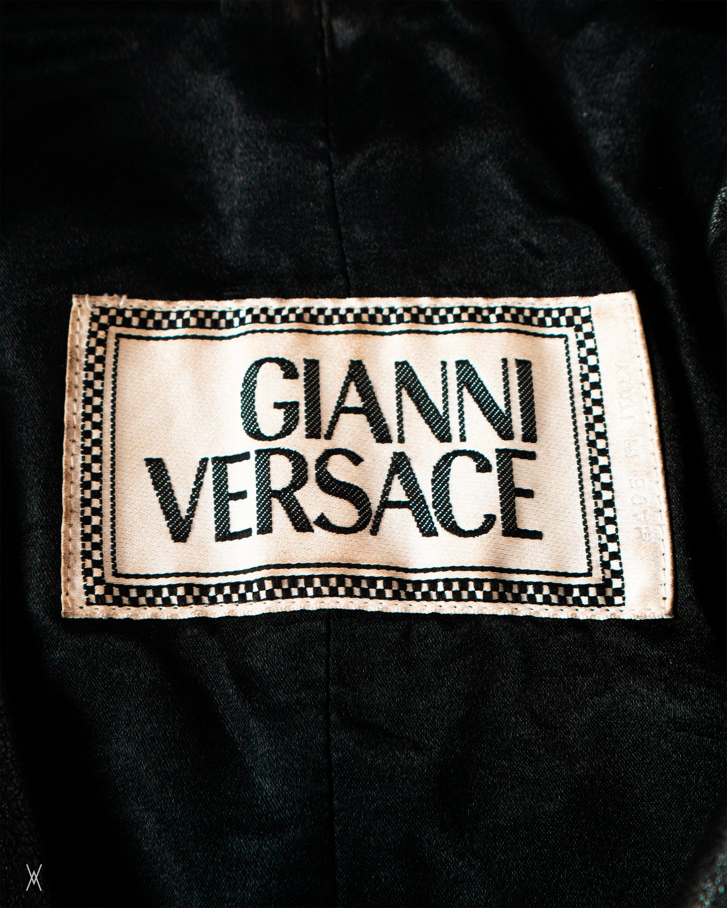 1990s lace panel Gianni Versace black leather blazer