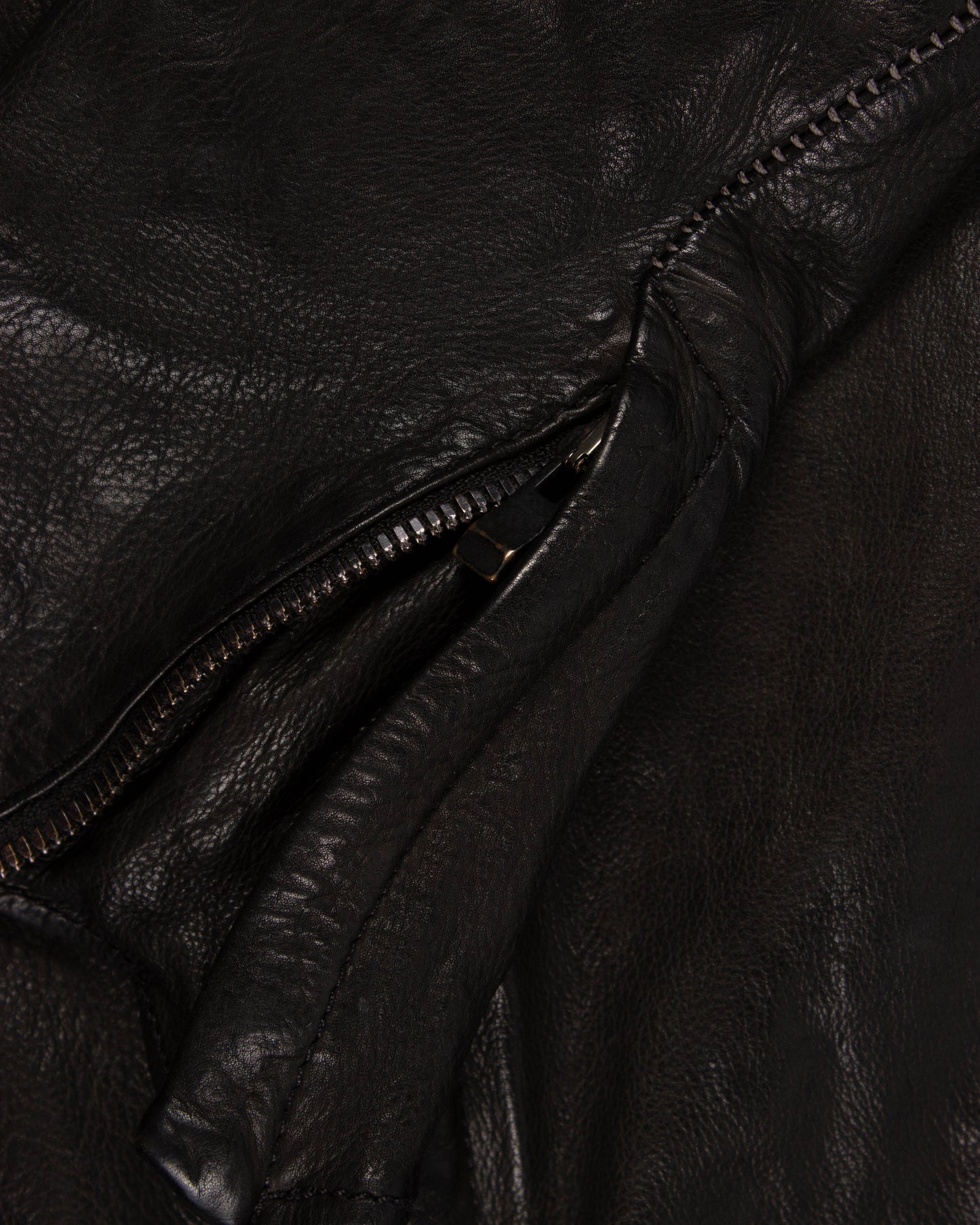 Overlock High Neck Leather Jacket